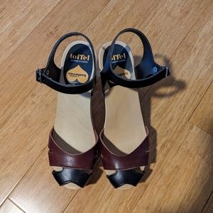 Swedish Hasbeen high heel two tone sandals 39, NWOT